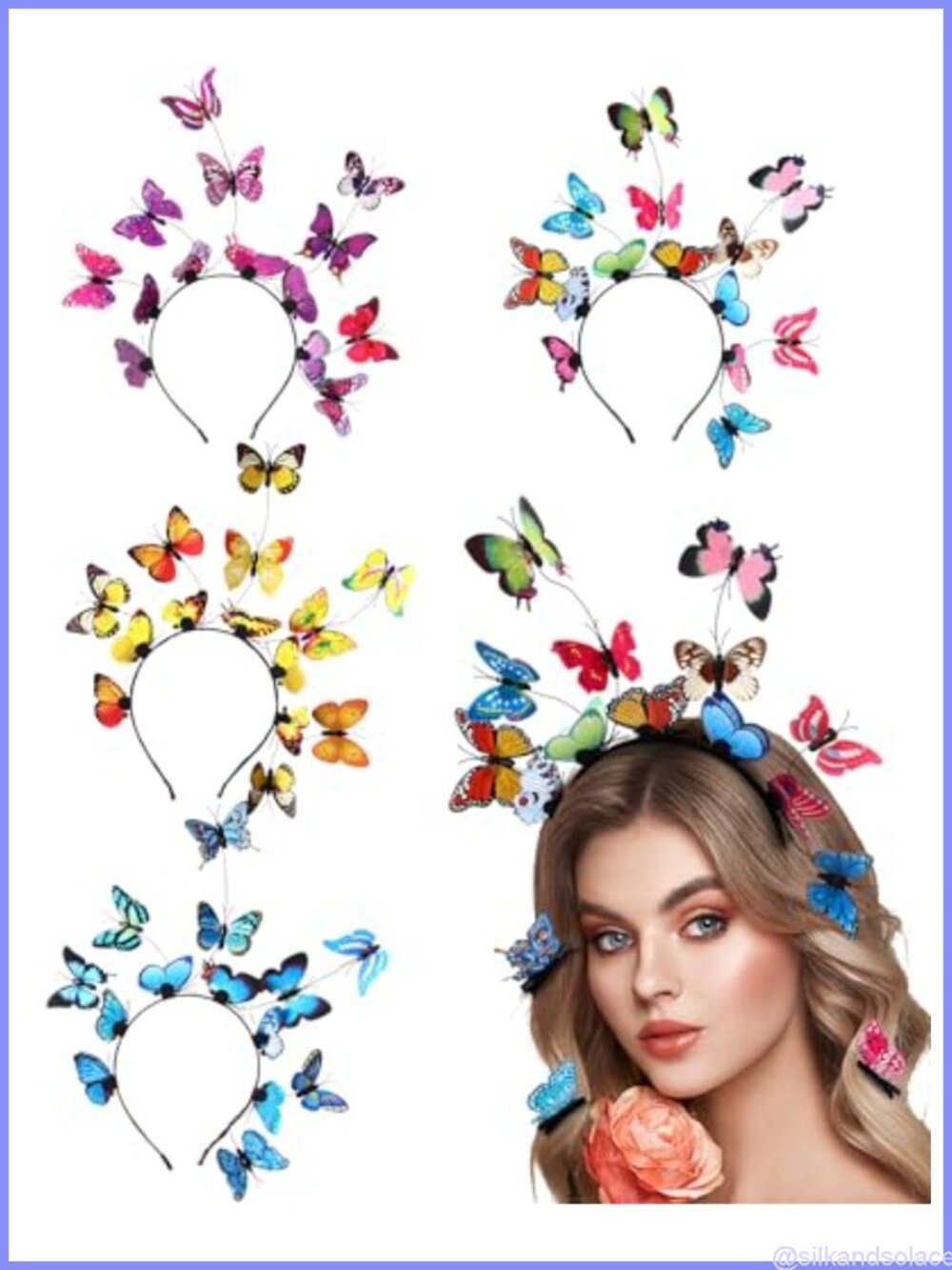 4 Pack Butterfly Fascinator Hats Handmade Plastic Headbands Party